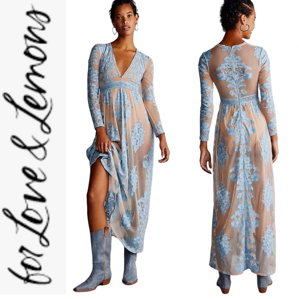 For Love & Lemons Temecula Maxi Dress by For Love & Lemons at Free People in Rainsong, Size: XS For Love & Lemons Temecula Maxi Dress by For Love & Lemons at Free People in Rainsong, Size: XS